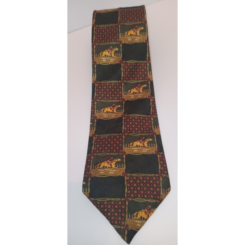 Polifroni Milano Mens Tie Horse Equestrian Necktie Silk Old Money Grandpacore